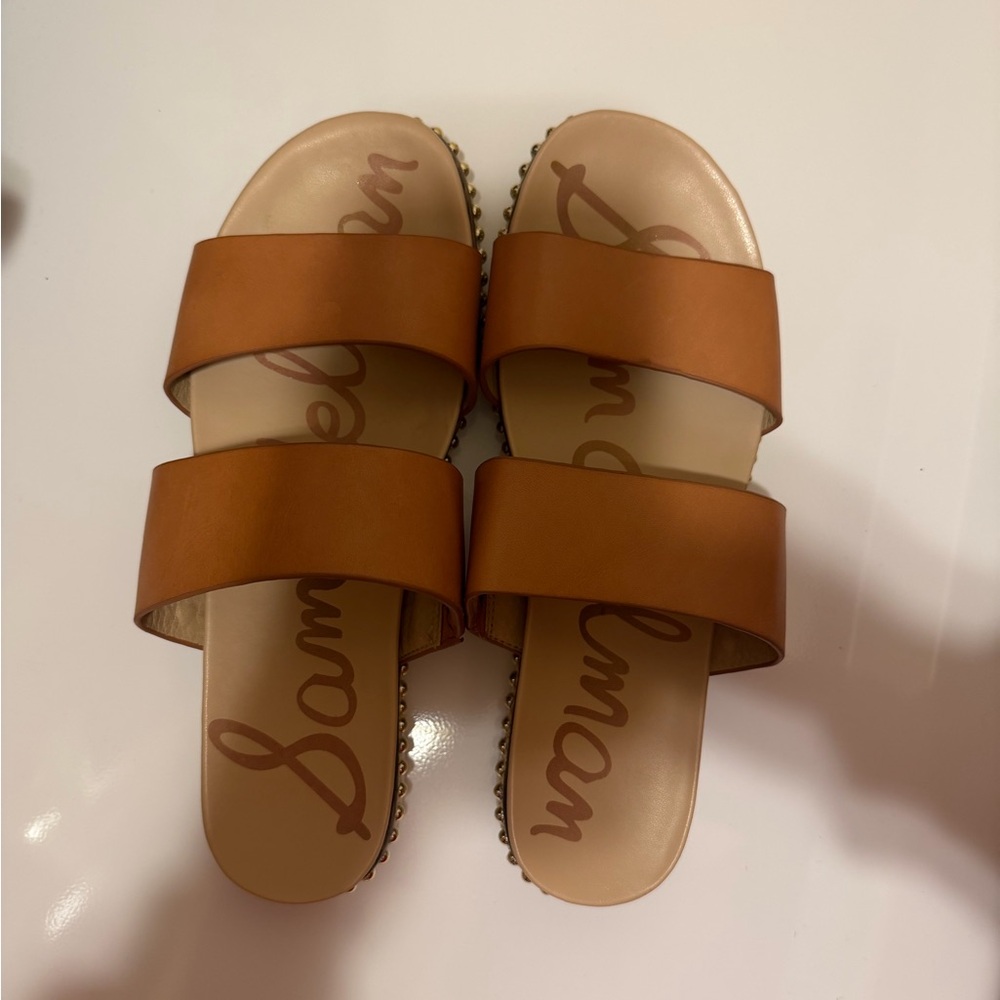 Sam Edelman Cognac Double-Strap Slide Sandals